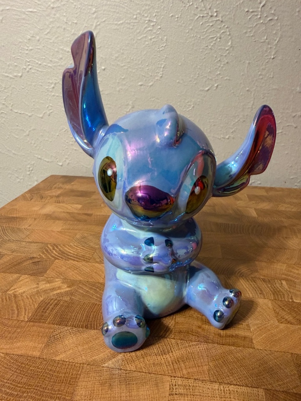Disney Iridescent Blue Purple Ceramic Stitch Bank